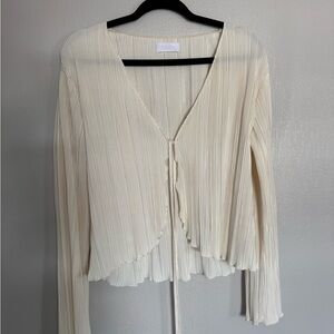 Elegant Cream Pleated Women's Top